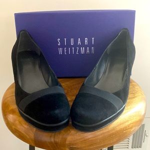 Stuart Weitzman LETSGO Black Suede Platform Pumps.  Size 9.5.